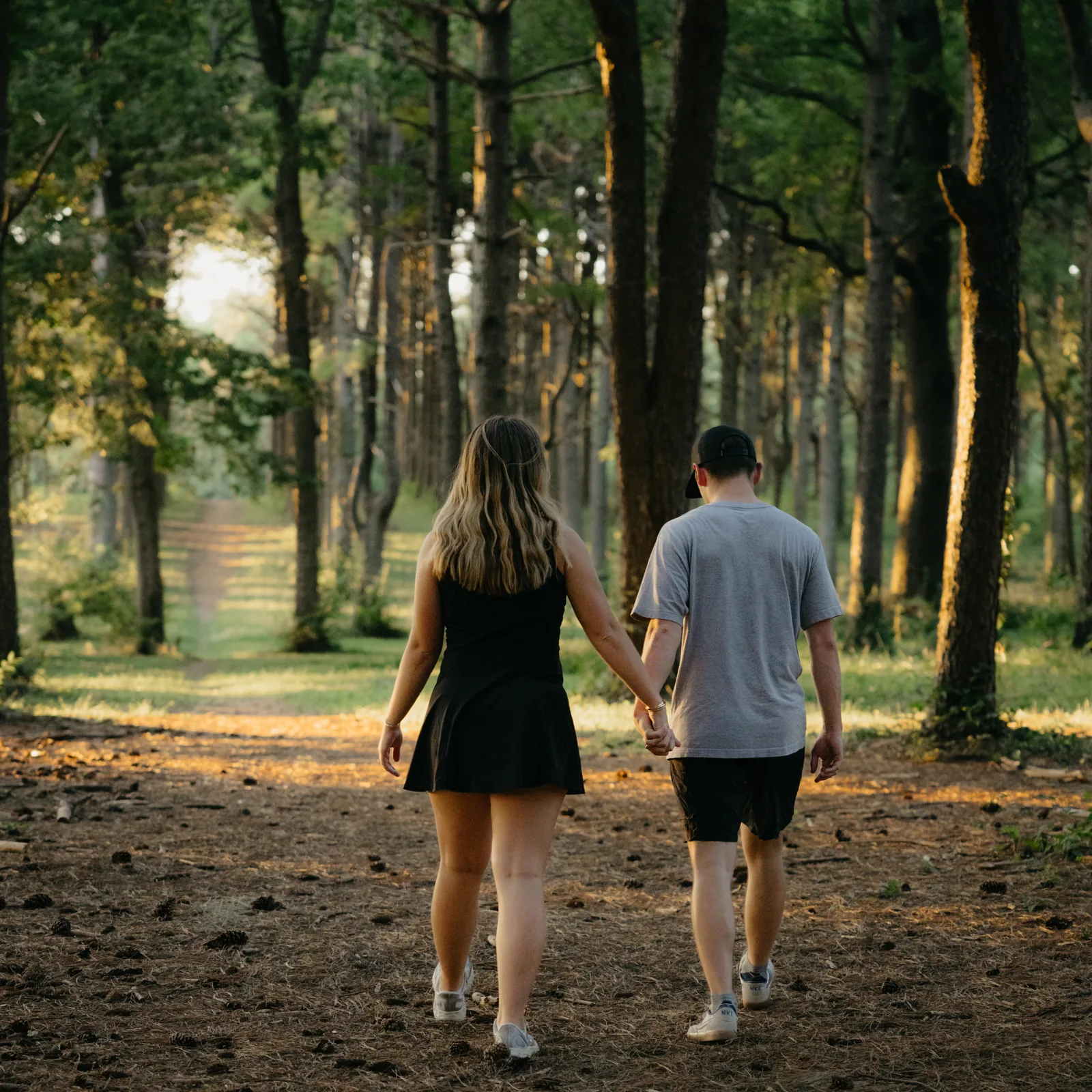 Walking away down the path, hand in hand